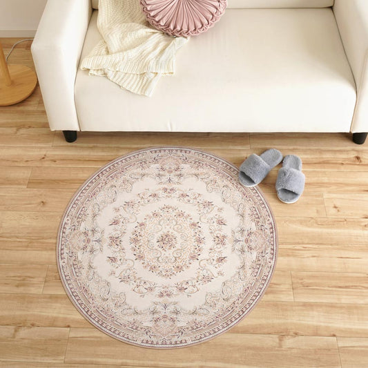 87cm×87cm 円形 クラシック・ペルシャ ミルクティーベージュ Mon Sucrier