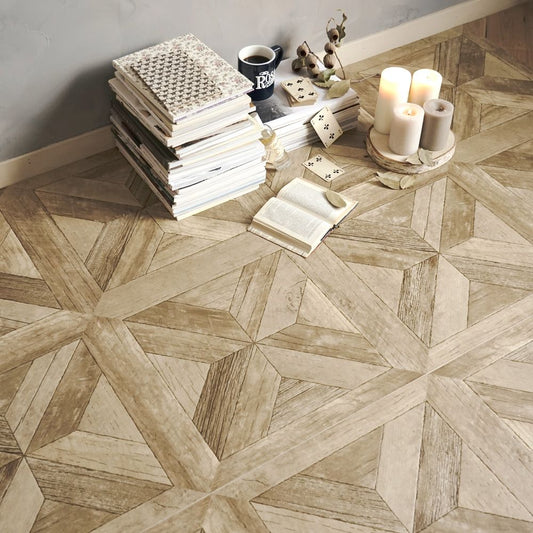 パーケットフロア柄 パーケット クッションフロア 6畳部屋サイズ 5分で敷ける クッションシート【15m巻×1ロール単位】巾91cm ナチュラルオーク