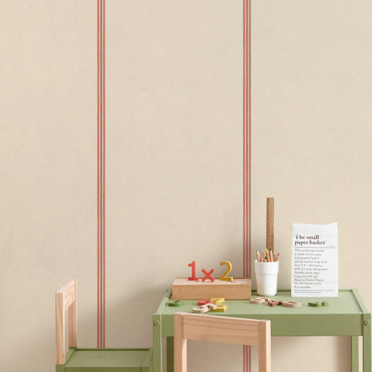 はがせる壁紙 のりなしタイプ SLOW TiME Go-han kids (49cm×2.5mサイズ) NST-GH11 ベージュ×レッド