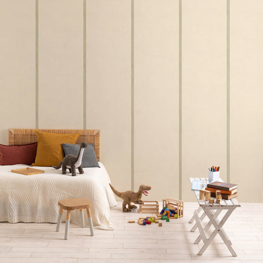 はがせる壁紙 のりなしタイプ SLOW TiME Go-han kids (49cm×3mサイズ) NST-GH13 ベージュ×グリーン