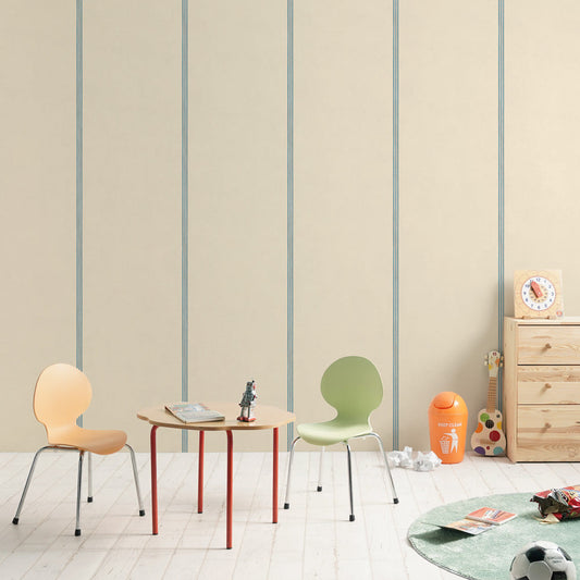 はがせる壁紙 のりなしタイプ SLOW TiME Go-han kids (49cm×3mサイズ) NST-GH14 ベージュ×ブルー