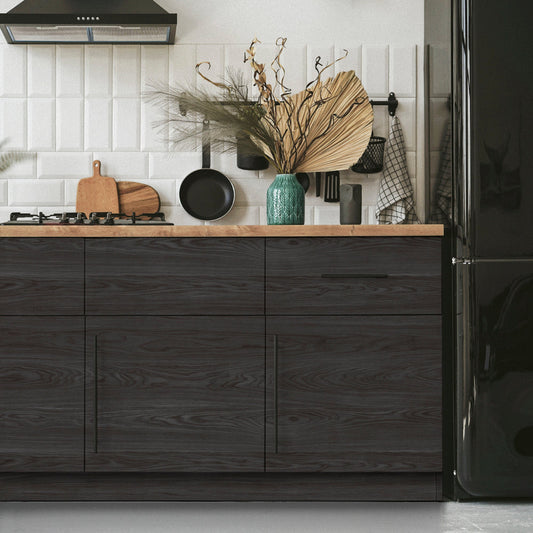 貼ってはがせる シール壁紙 「Hatte me! (ハッテミー)」 リメイクシート ウッド 板目 (65cm×2.6mサイズ) TMMN-04 / モノトーン/Black