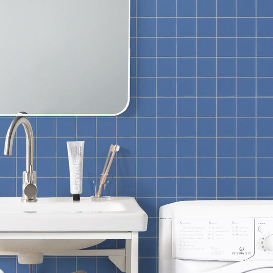 貼ってはがせる シール壁紙 「Hatte me! (ハッテミー)」 リメイクシート WALLN カラースクエアタイル (65cm×2.6mサイズ) CSQT-02 / ブルー