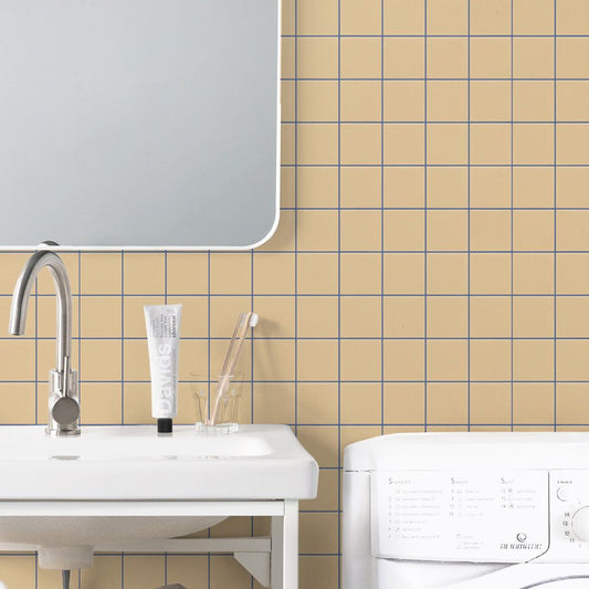 貼ってはがせる シール壁紙 「Hatte me! (ハッテミー)」 リメイクシート WALLN カラースクエアタイル (65cm×1mサイズ) CSQT-13 / ハニーイエロー×ブルー