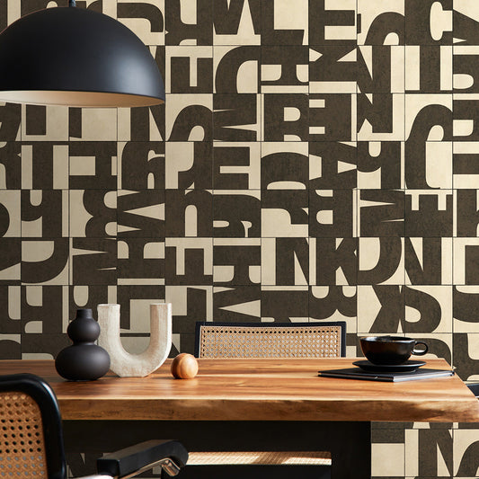 貼りやすいフリース壁紙(のりなし) WALLN レターブロック (49cm×2.5mサイズ) NKH-LB06