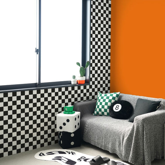 はがせる壁紙 のりなしタイプ What's poppin? チェッカー S (49cm×2.5mサイズ) ブラック