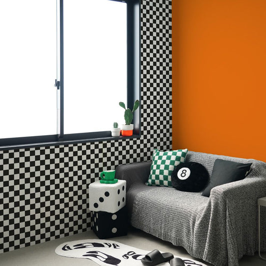 はがせる壁紙 のりなしタイプ What's poppin? チェッカー XS (49cm×3mサイズ) ブラック