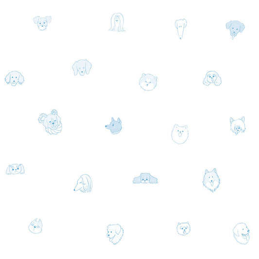 【サンプル】はがせる壁紙 のりなしタイプ What's poppin? Doggy’s Collection Faceful Friends ブルー