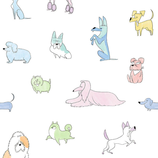 【サンプル】はがせる壁紙 のりなしタイプ What's poppin? Doggy’s Collection Colorful Parade