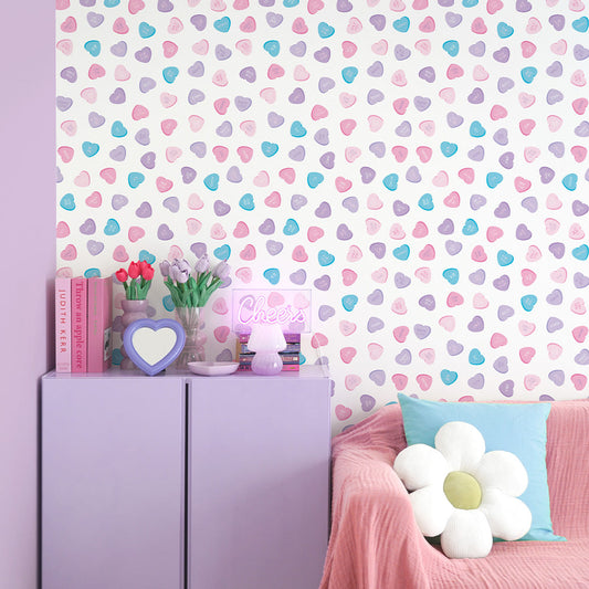 はがせる壁紙 のりなしタイプ What's poppin? ハートラムネ (49cm×2.5mサイズ) コットンキャンディ