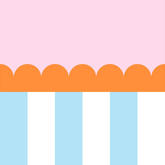 【サンプル】はがせる壁紙 のりなしタイプ What's poppin? ジェリーストライプ ピーチスプラッシュ(スカラップ)