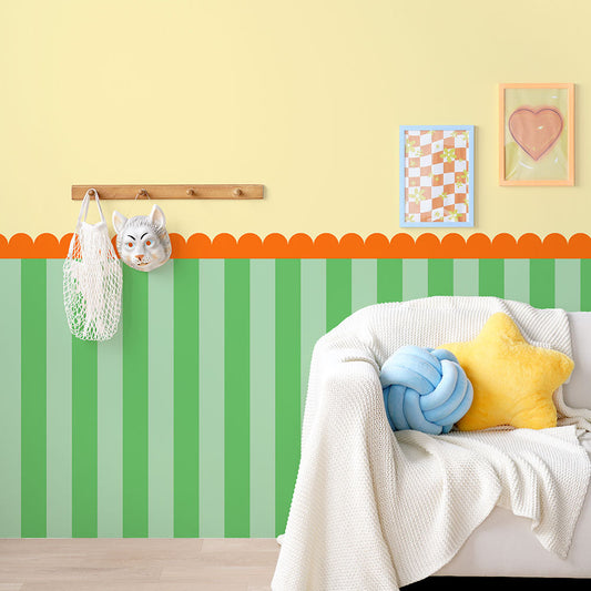 はがせる壁紙 のりなしタイプ What's poppin? ジェリーストライプ サニーガーデン(スカラップ)