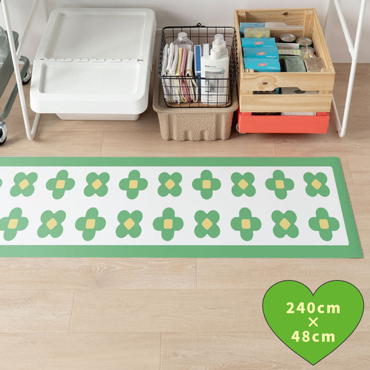拭けるキッチンマット 「Sheete me ! (シーテミー)」 48cm×240cm BLOOM DAYS グリーングルーヴ What's poppin?
