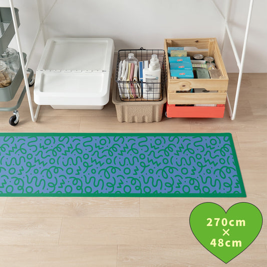 拭けるキッチンマット 「Sheete me ! (シーテミー)」 48cm×270cm WIGGLE WAVE クールトラック What's poppin?
