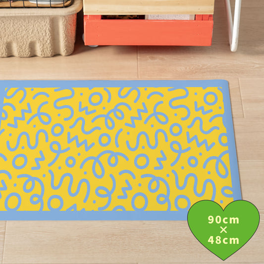 拭けるキッチンマット 「Sheete me ! (シーテミー)」 48cm×90cm WIGGLE WAVE サニーシャワー What's poppin?