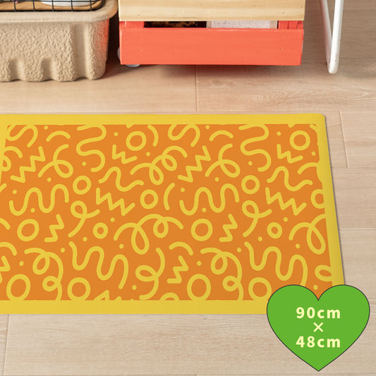 拭けるキッチンマット 「Sheete me ! (シーテミー)」 48cm×90cm WIGGLE WAVE ハニーグルーヴ What's poppin?