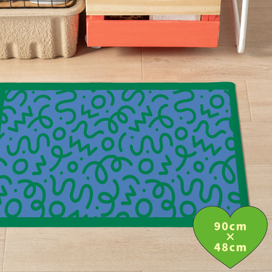 拭けるキッチンマット 「Sheete me ! (シーテミー)」 48cm×90cm WIGGLE WAVE クールトラック What's poppin?