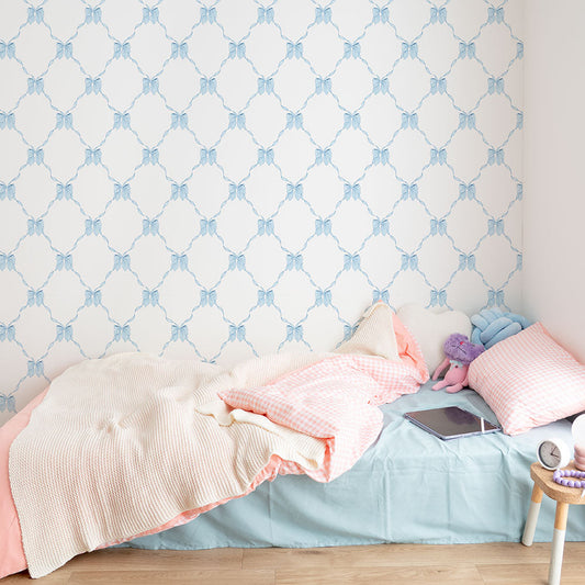 はがせる壁紙 のりなしタイプ What's poppin? ルルリボン (49cm×3mサイズ) シュガーブルー