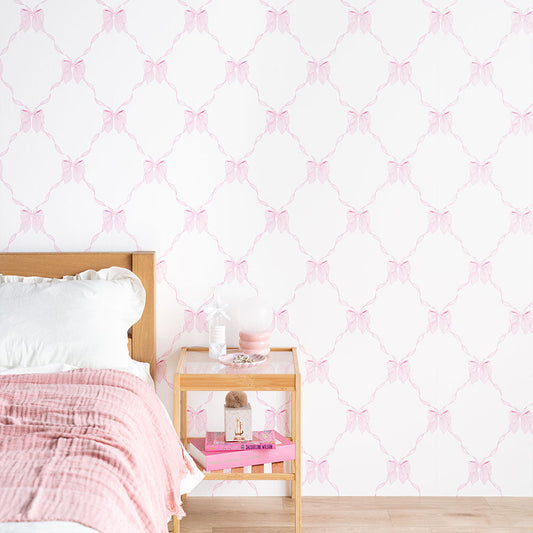 はがせる壁紙 のりなしタイプ What's poppin? ルルリボン (49cm×2.5mサイズ) ピンクティント