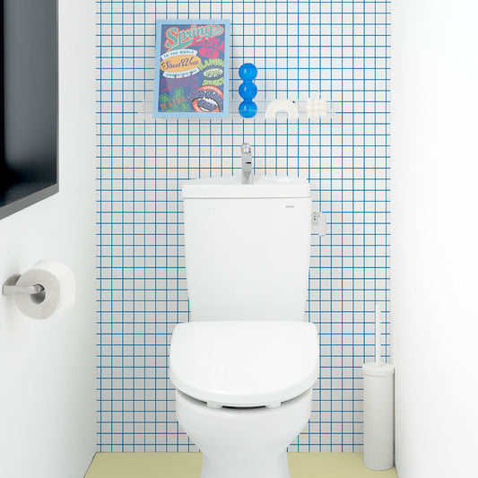 はがせる壁紙 のりなしタイプ What's poppin? ミニスクエアタイル カラージョイント (49cm×2.5mサイズ) アイシーブルー