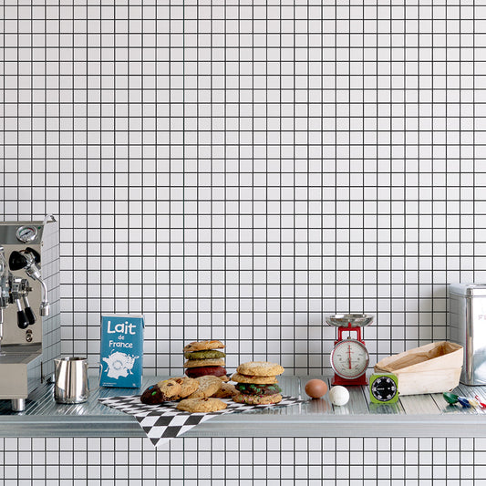 はがせる壁紙 のりなしタイプ What's poppin? ミニスクエアタイル カラージョイント (49cm×3mサイズ) モノクロチップ