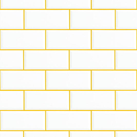 【サンプル】はがせる壁紙 のりなしタイプ What's poppin? メトロタイル カラージョイント サンシャインイエロー