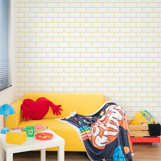 はがせる壁紙 のりなしタイプ What's poppin? メトロタイル カラージョイント (49cm×2.5mサイズ) サンシャインイエロー