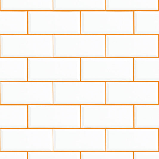 【サンプル】はがせる壁紙 のりなしタイプ What's poppin? メトロタイル カラージョイント ポッピングオレンジ