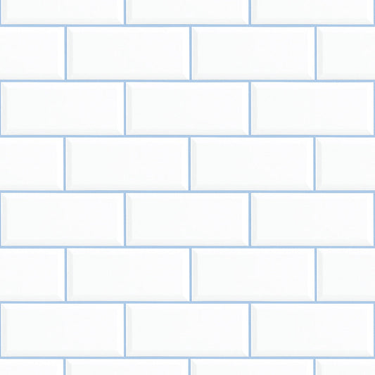 【サンプル】はがせる壁紙 のりなしタイプ What's poppin? メトロタイル カラージョイント シュガーブルー