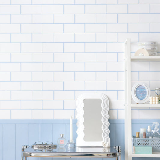 はがせる壁紙 のりなしタイプ What's poppin? メトロタイル カラージョイント (49cm×3mサイズ) シュガーブルー