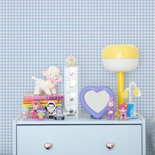 はがせる壁紙 のりなしタイプ What's poppin? ピクニックギンガム (49cm×3mサイズ) ブルーベリーチュー