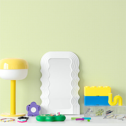 はがせる壁紙 のりなしタイプ What's poppin? ピンクニックギンガムmini (49cm×2.5mサイズ) ピクニックグリーン