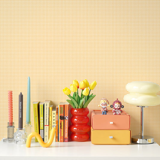 はがせる壁紙 のりなしタイプ What's poppin? ピンクニックギンガムmini (49cm×2.5mサイズ) サンシャワー