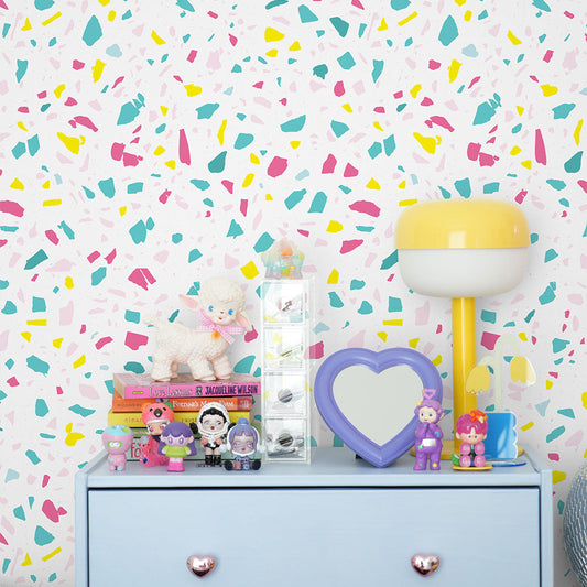 貼りやすいフリース壁紙 のりなしタイプ What's poppin? POPPIN’ TERRAZZO ネオンポップ