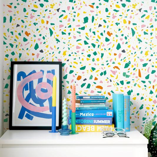 貼りやすいフリース壁紙 のりなしタイプ What's poppin? POPPIN’ TERRAZZO ミックスベジタブル