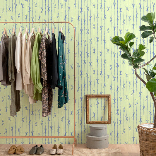 はがせる壁紙 のりなしタイプ What's poppin? リボンストライプ カラフル (49cm×3mサイズ) メロンアイス