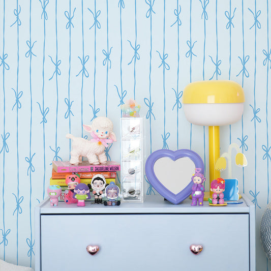 はがせる壁紙 のりなしタイプ What's poppin? リボンストライプ カラフル (49cm×2.5mサイズ) アイスキャンディ