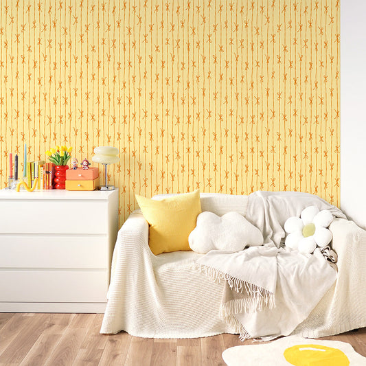 はがせる壁紙 のりなしタイプ What's poppin? リボンストライプ カラフル (49cm×2.5mサイズ) マンゴーパフェ