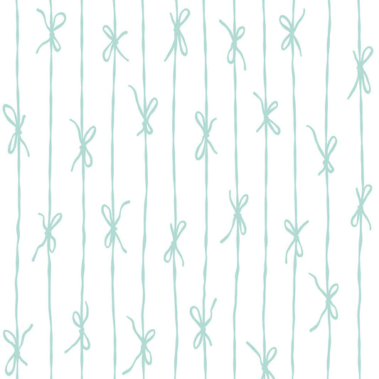 【サンプル】はがせる壁紙 のりなしタイプ What's poppin? リボンストライプ ナチュラル ミント