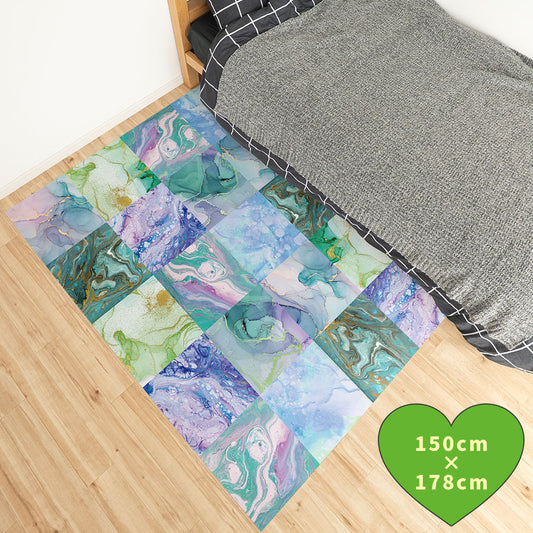 拭けるラグ 「Sheete me ! (シーテミー)」 178cm×150cm カラースプラッシュ ミントブリーズ What's poppin?