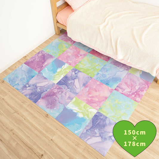 拭けるラグ 「Sheete me ! (シーテミー)」 178cm×150cm カラースプラッシュ キャンディフォグ What's poppin?