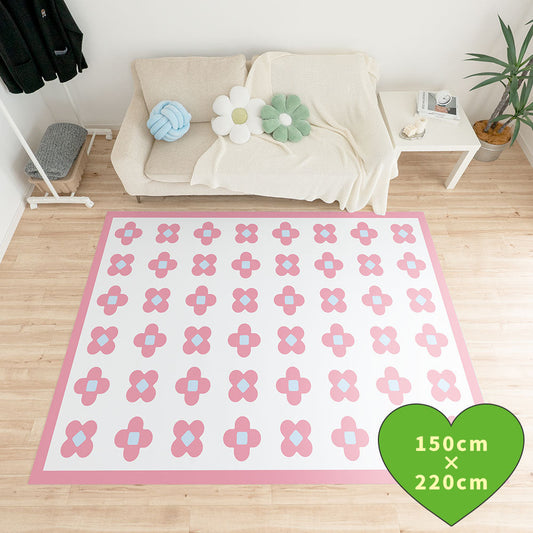 拭けるラグ 「Sheete me ! (シーテミー)」 150cm×220cm BLOOM DAYS スウィートピンク What's poppin?