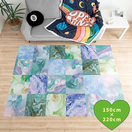 拭けるラグ 「Sheete me ! (シーテミー)」 150cm×220cm カラースプラッシュ ミントブリーズ What's poppin?