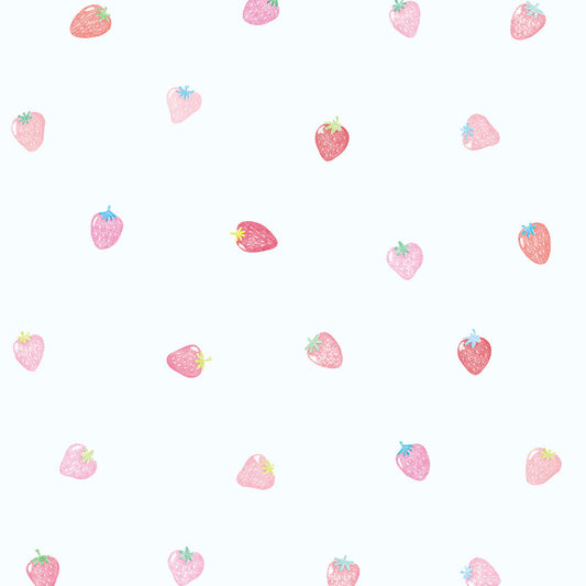 【サンプル】貼りやすいフリース壁紙 のりなしタイプ What's poppin? ストロベリードロップ ミックスベリー / ブルー