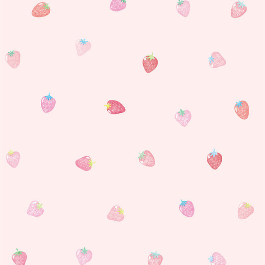 【サンプル】貼りやすいフリース壁紙 のりなしタイプ What's poppin? ストロベリードロップ ミックスベリー / ピンク