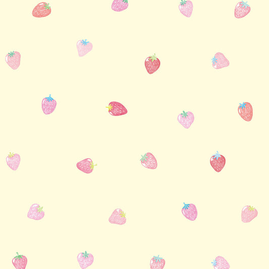 【サンプル】貼りやすいフリース壁紙 のりなしタイプ What's poppin? ストロベリードロップ ミックスベリー / イエロー