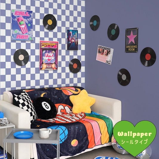 はがせる壁紙 シールタイプ What's poppin? チェッカー M (49cm×2.5mサイズ) アイリス
