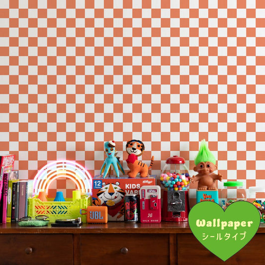 はがせる壁紙 シールタイプ What's poppin? チェッカー XS (49cm×2.5mサイズ) バーミリオン