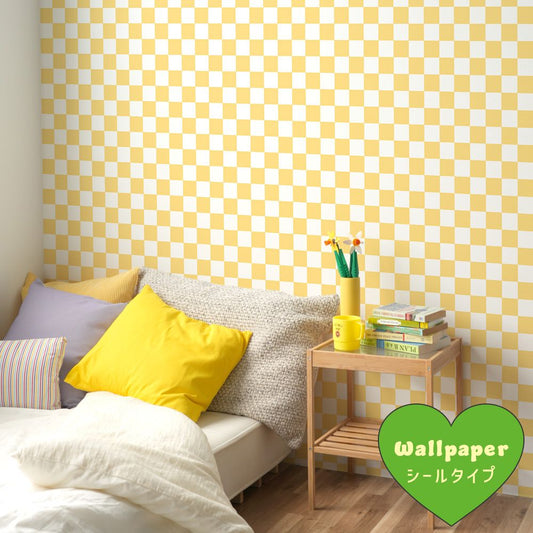 はがせる壁紙 シールタイプ What's poppin? チェッカー XS (49cm×3mサイズ) クリーム