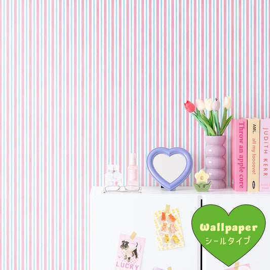 はがせるフリース壁紙 シールタイプ What's poppin? デイリーストライプ キャンディーブリーズ
